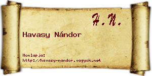Havasy Nándor névjegykártya